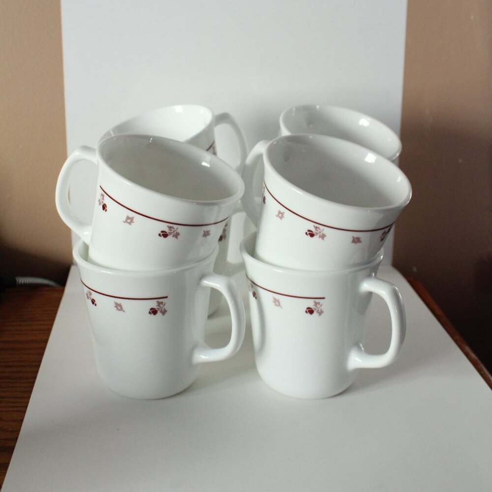 Corelle  Burgundy  Mugs 8 Pieces